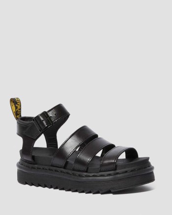 Dr Martens Blaire Brando Leather Gladiator Sandale Damske Čierne | 5026-PRTDJ